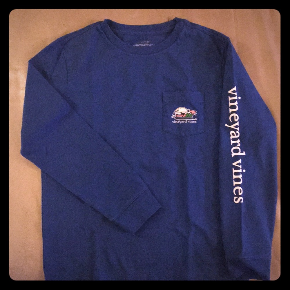 Vineyard Vines Blue Long Sleeve Pocket Tee. Boys 7